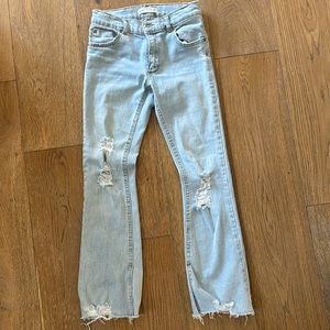 Zara girls jeans 11-12 light blue w mini boot cut slit at hem